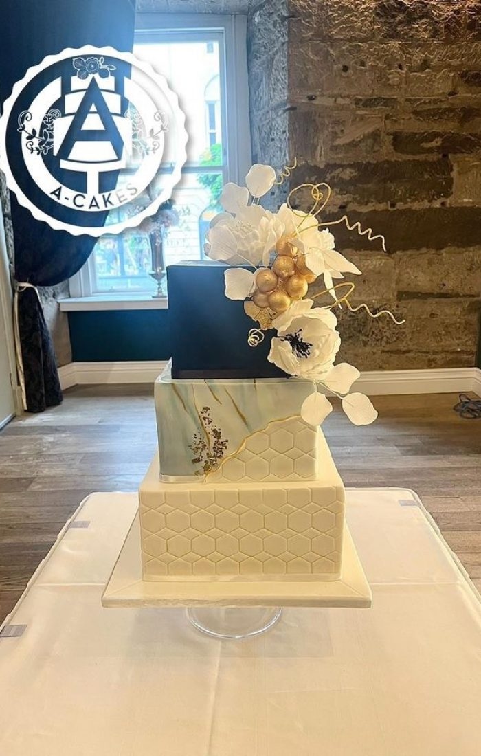 Three tier square wedding cake Three tier square wedding cake