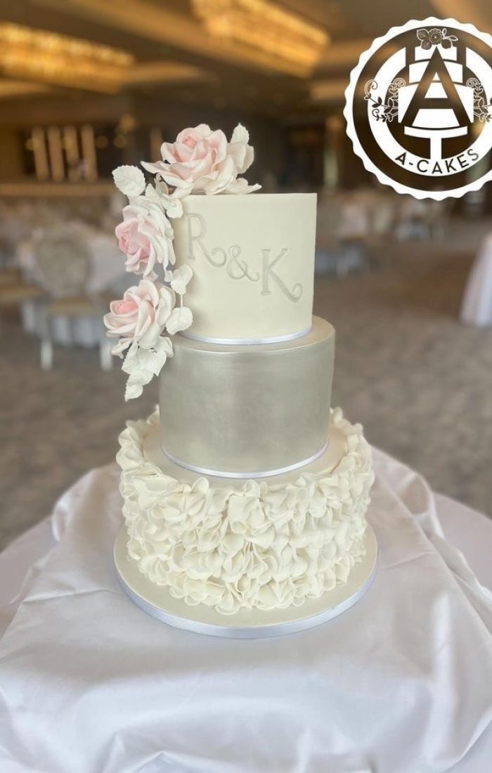 Ruffled three tier wedding cake Ruffled three tier wedding cake